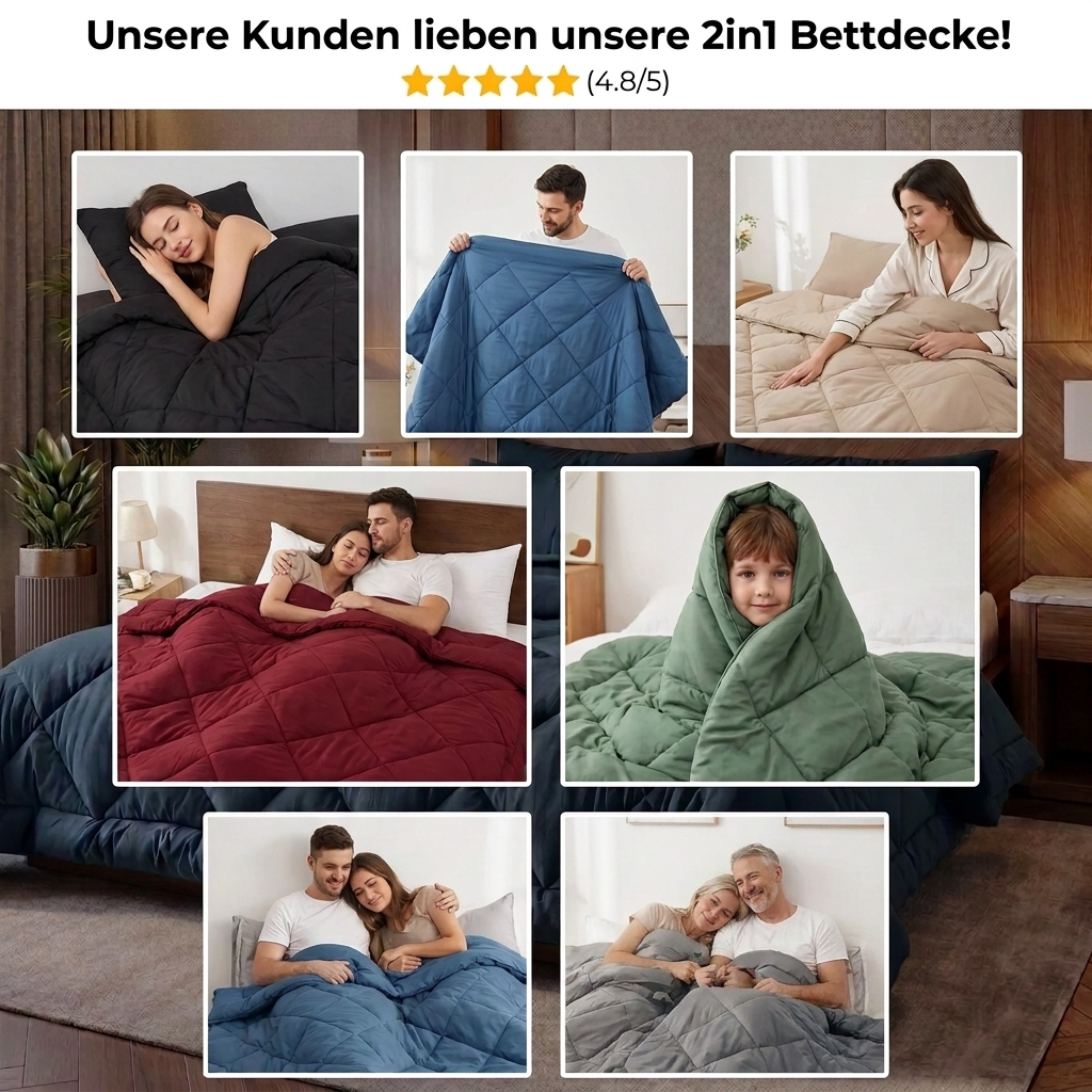 NoCover® 2in1 Bettdecke - Die Bettdecke, die du nie mehr beziehen musst